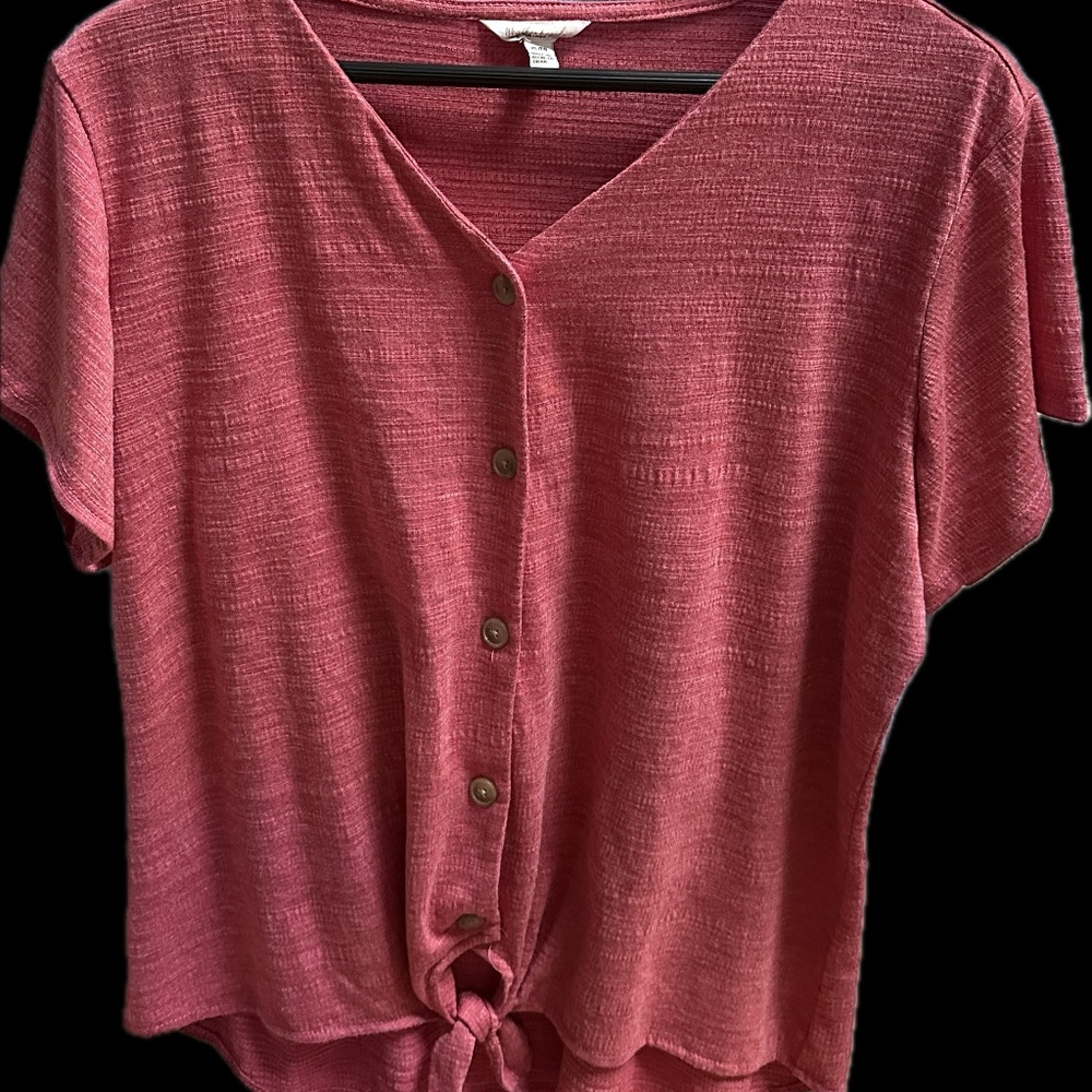 Weatherproof Vintage Women’s Size XL Blouse Top Shirt Tie Front Button Up Coral